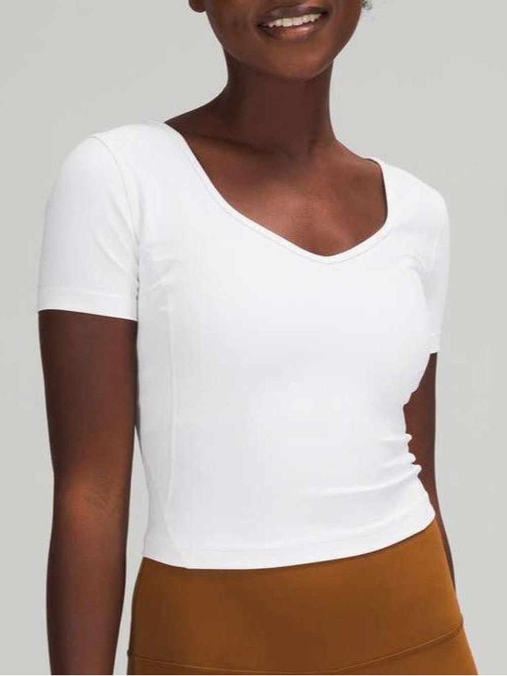 Lululemon White Align Crop Short Sleeve
